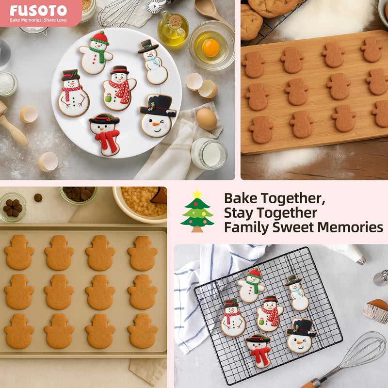 FUSOTO 6PCS Snowman Cookie Cutter Set, Christmas Cookie Cutters, Holiday Shaped Biscuit Molds, Stainless Steel Baking Supplies for Homemade Cookies, Christmas Snowman - Image 2